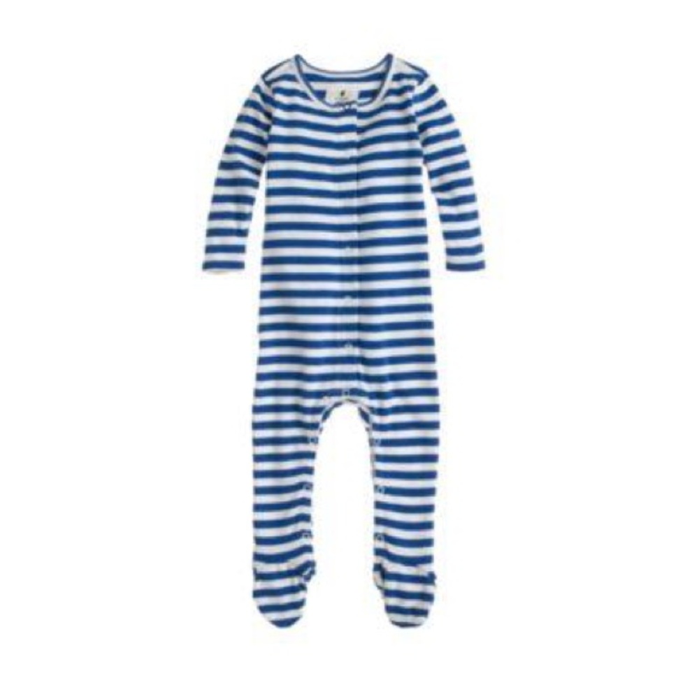 J. Crew Blue and White Striped Baby Footie